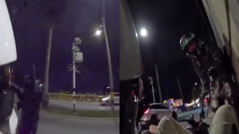 El vídeo fue grabado por una cámara en el casco del motociclista.