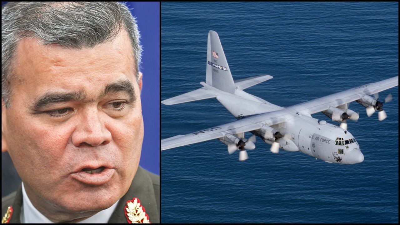 Vladimir Padrino y un C-130, como el que participó en el incidente. Foto de referencia.