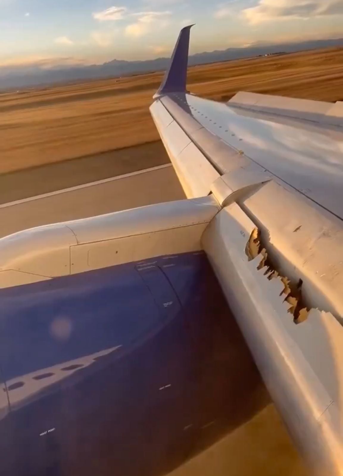 El ala quedó parcialmente dañada, poniendo en riesgo la vida de los pasajeros