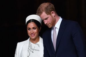 (FILES) In this file photo taken on March 11, 2019 Britain's Prince Harry, Duke of Sussex (R) and Meghan, Duchess of Sussex leave after attending a Commonwealth Day Service at Westminster Abbey in central London. - Prince Harry will produce a documentary about the Invictus Games for disabled military veterans -- the first series under a lucrative deal he and  wife Meghan Markle signed with Netflix after moving to California last year. 
Harry, who served with the British military in Afghanistan, will appear on camera and executive-produce "Heart of Invictus," a multi-episode series which follows competitors as they train for next spring's competition in The Hague. (Photo by Ben STANSALL / AFP)