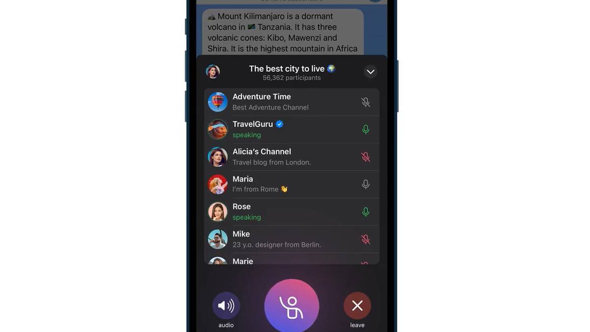 Telegram introduce los chats de voz en sus canales y permite oyentes  ilimitados