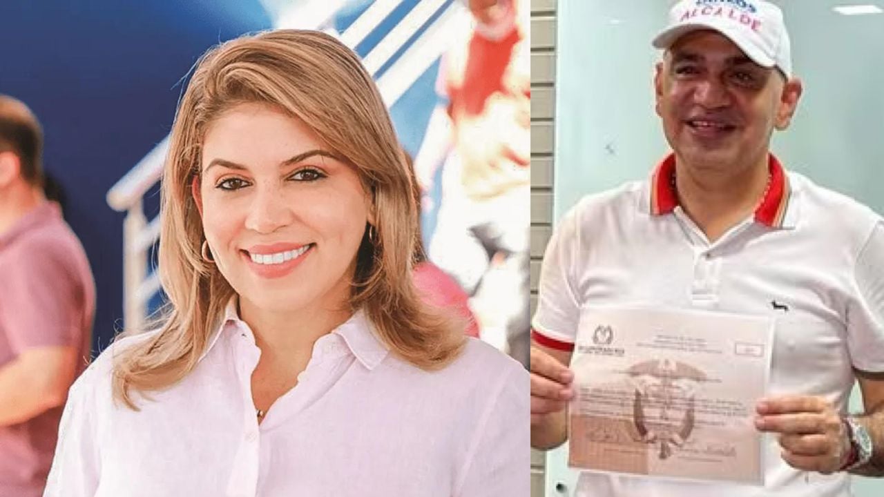 A la izquierda, Virna Johnson, actual alcaldesa de Santa Marta; y a la derecha, Carlos Pinedo, alcalde electo.