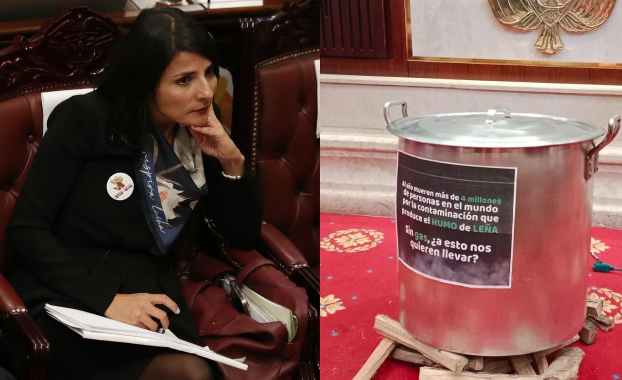 Una olla de leña hizo parte del debate de moción de censura contra la ministra de Minas y Energía, Irene Vélez, en Cámara de Representantes.