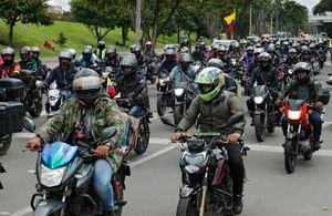 Manifestación de motociclistas en contra de la prohibición del parrillero en moto en Bogotá