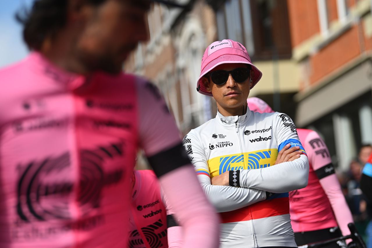 HERVE, BELGIUM - APRIL 19: Esteban Chaves of Colombia and Team EF Education-EasyPost prior to the 87th La Fleche Wallonne 2023 - Men's Elite a 194.3km one day race from Herve to Mur de Huy / #UCIWT / on April 19, 2023 in Herve, Belgium. (Photo by Luc Claessen/Getty Images)