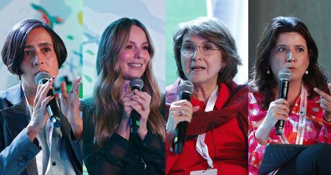 Algunas de las panelista del foro: Susana Muhamad, ministra de Ambiente; Claudia Bahamón; Julia Miranda, representante a la Cámara; y Sandra Valenzuela, directora Ejecutiva de WWF Colombia.