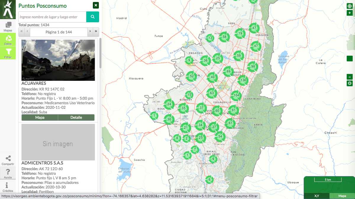 Esta herramienta de la Secretaría de Ambiente ayuda a ubicar los puntos de recolección de residuos posconsumo en Bogotá.