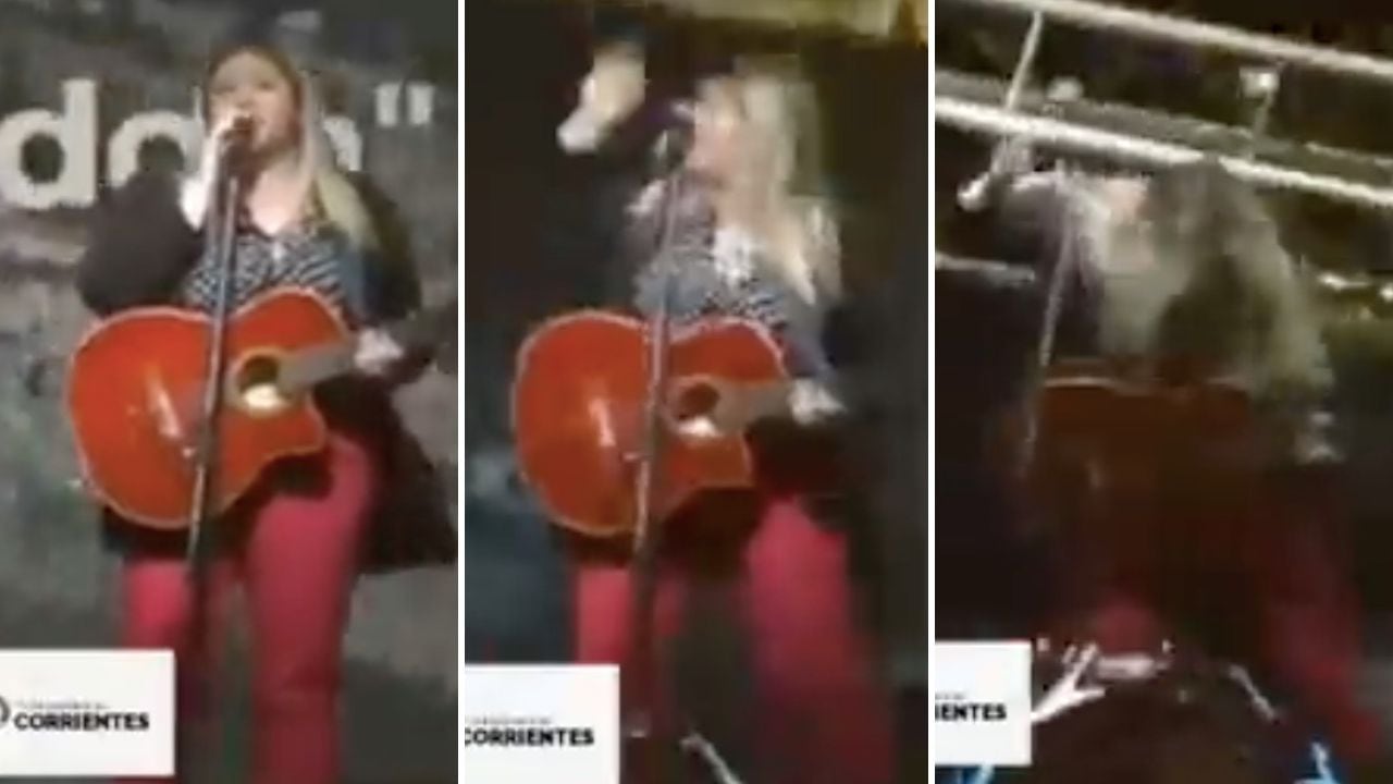 En pleno show en vivo, la cantante Analía llevó la peor parte cuando se le vino una pantalla encima mientras cantaba