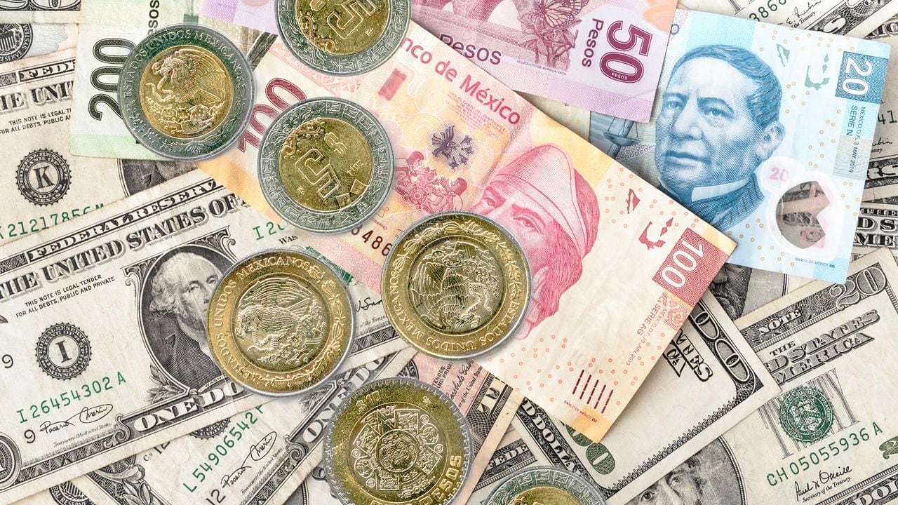 Dólares y pesos de México.