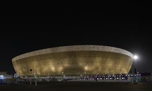 A general view of the Lusail Stadium in Lusail in Doha, Qatar, Saturday, Nov. 12, 2022. Final preparations are being made for the soccer World Cup which starts on Nov. 20 when Qatar face Ecuador. (AP Photo/Hassan Ammar)