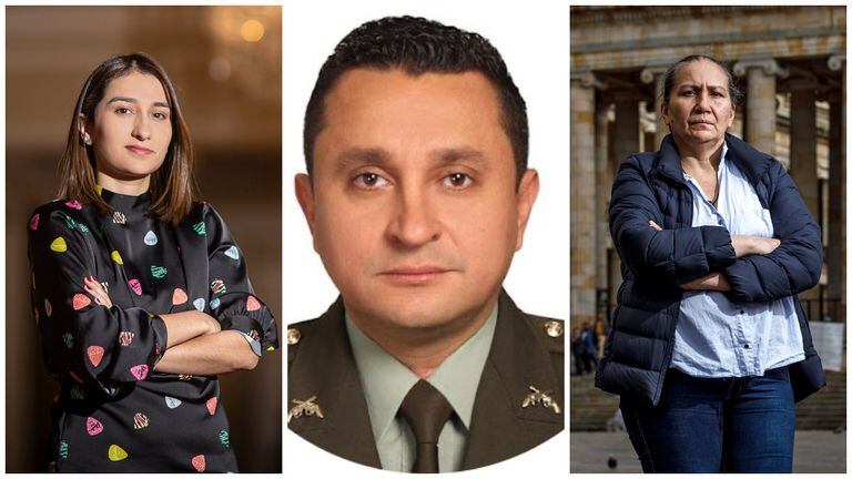 De izq. a der.: Laura Sarabia, teniente coronel Óscar Dávila, y Marelbys Meza