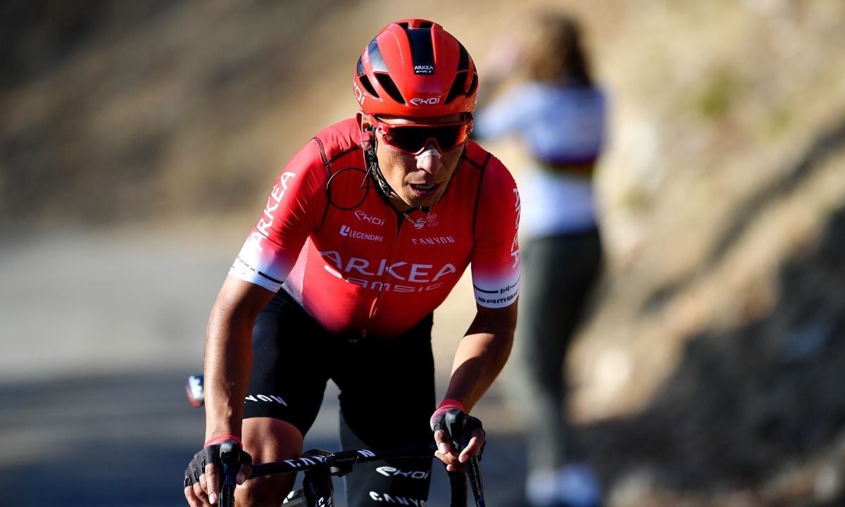 MONTAGNE, FRANCE - FEBRUARY 13: Nairo Alexander Quintana Rojas of Colombia and Team Arkéa - Samsic competes in the breakaway during the 6th Tour de La Provence 2022, Stage 3 a 180,6km stage from Manosque to Montagne de Lure 1567m / #TDLP22 / on February 13, 2022 in Montagne, France. (Photo by Getty Images/Luc Claessen)