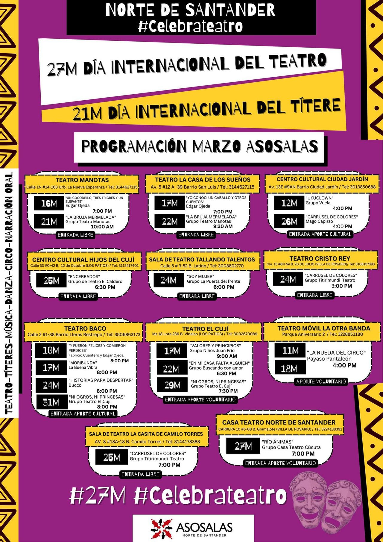 Programación cultural de marzo, en Cúcuta.