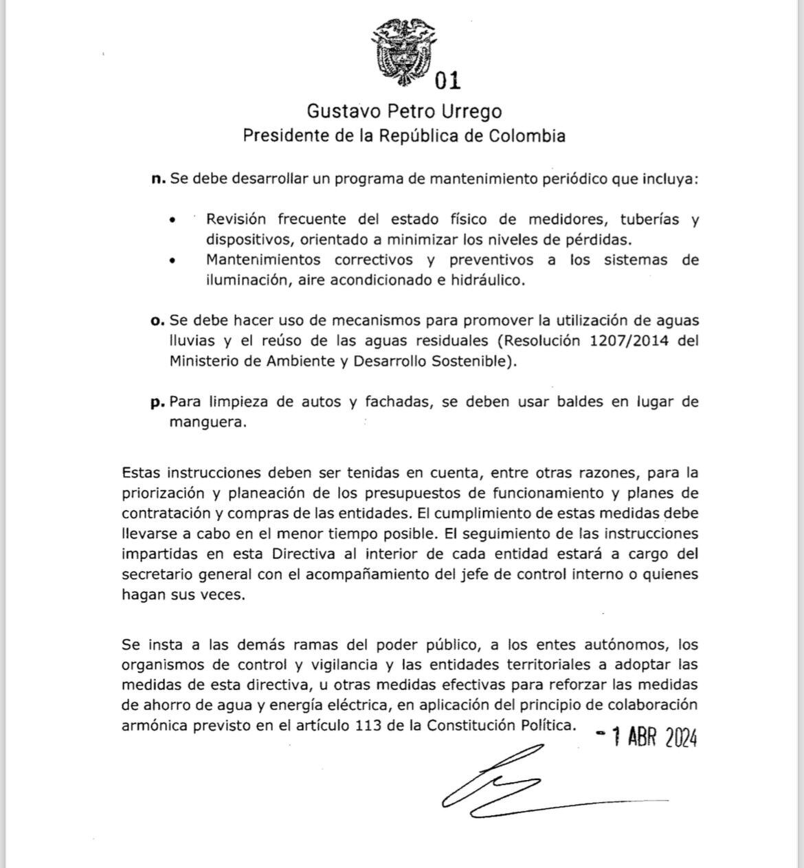Directiva presidente Gustavo Petro