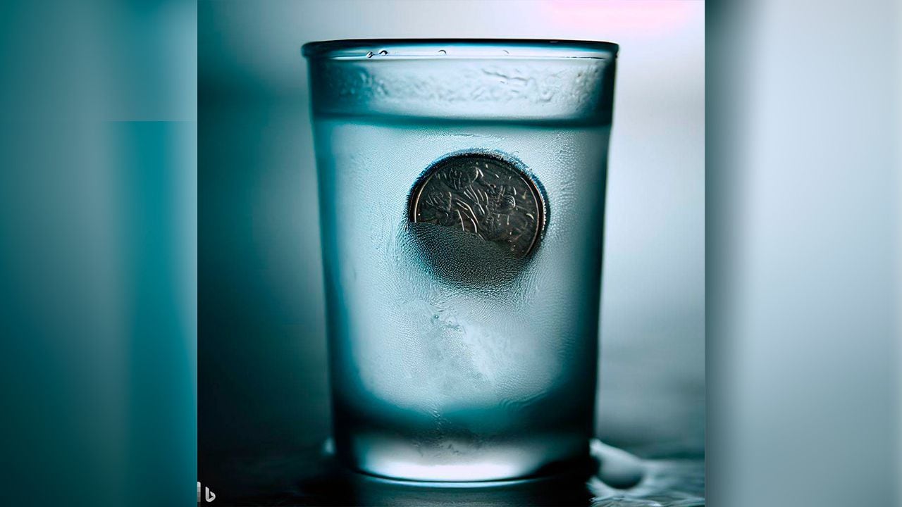 Existe un truco con un vaso de agua congelada y una moneda en su interior para comprobar el estado de un congelador.