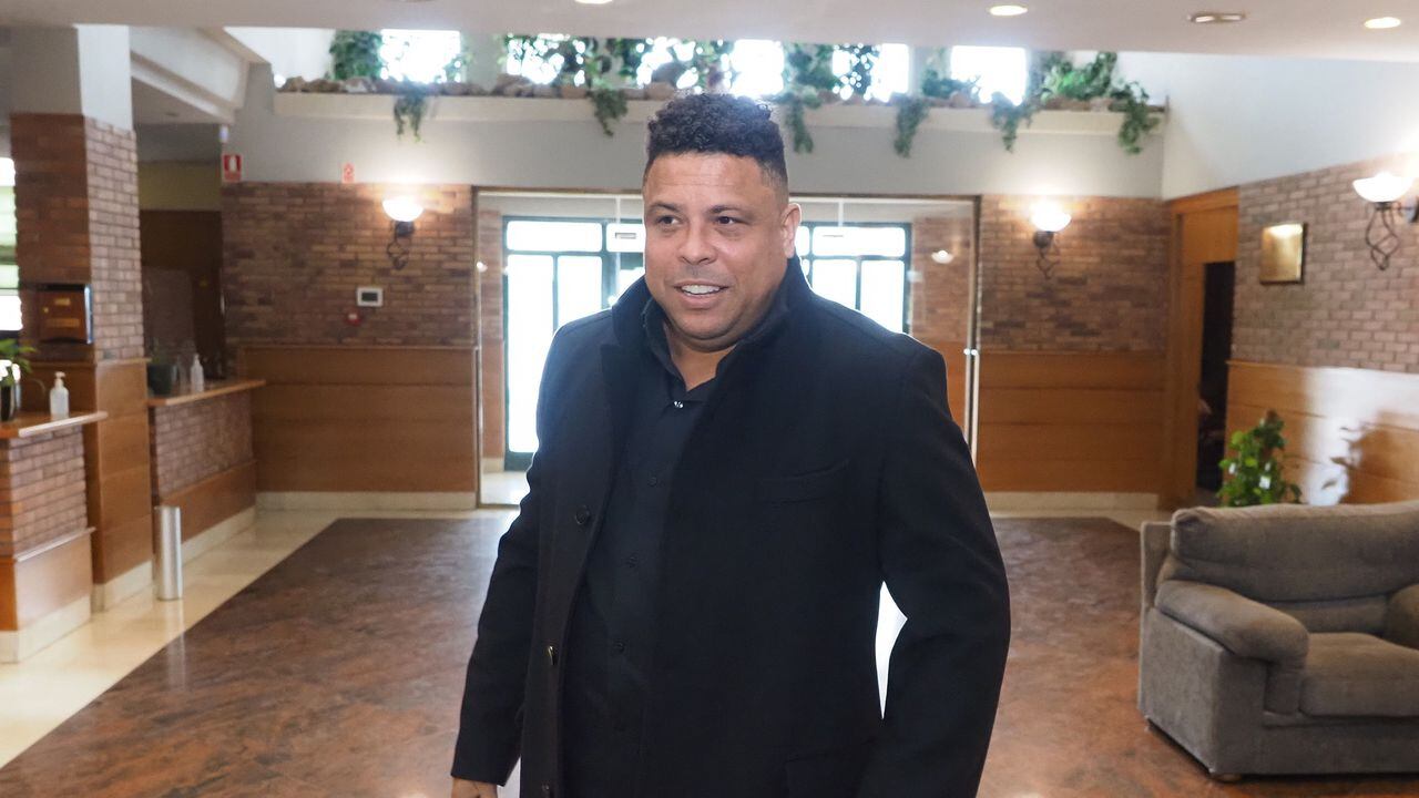 VALLADOLID CASTILLA Y LEON, SPAIN - APRIL 28: Ex-footballer and Real Valladolid president Ronaldo Luis Nazario on his arrival at a breakfast briefing with the Valladolid sports press at the Real Sociedad Hipica on April 28, 2022, in Valladolid, Castilla y Leon, Spain. Ronaldo used the event to report on developments related to the team he presides, and on the conflict between La Liga and the Spanish Football Federation. The footballer's career has been recognized on numerous occasions as the best player in the world by FIFA, Golden Ball and two Laureus awards as a member of the Brazilian national team, among others. (Photo By Photogenic/Claudia Alba/Europa Press via Getty Images)