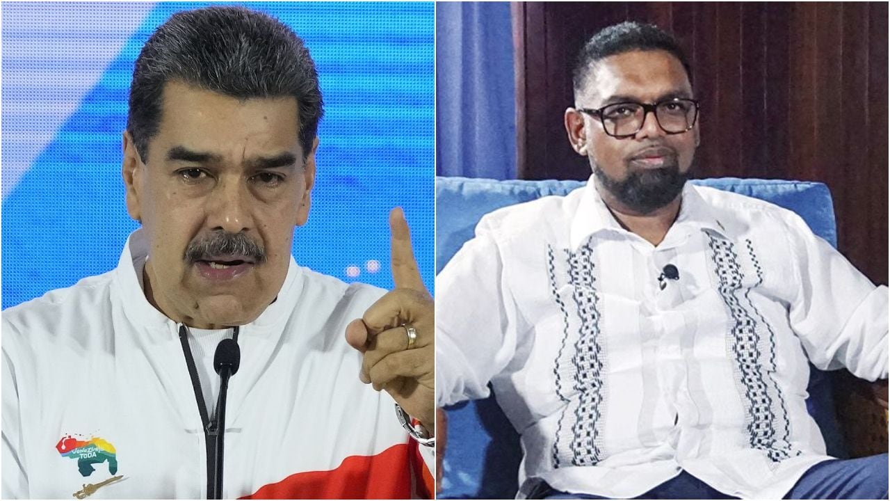 Nicolás Maduro, dictador de Venezuela, Mohamed Irfaan Ali, presidente de Guyana.