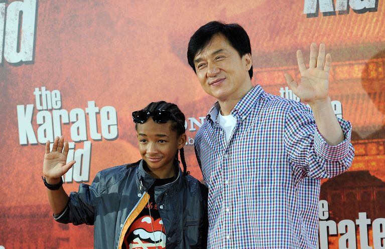 Actores Jaden Smith y Jackie Chan en la proyección de 'The Karate Kid'  julio 21, de 2010 en Madrid
