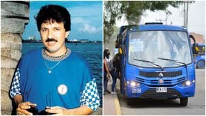 Rafael Orozco y un bus del Sitp.