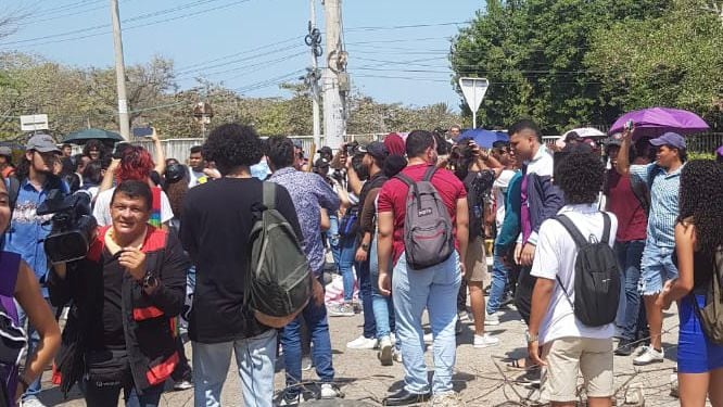 Protesta de estudiantes en Barranquilla.