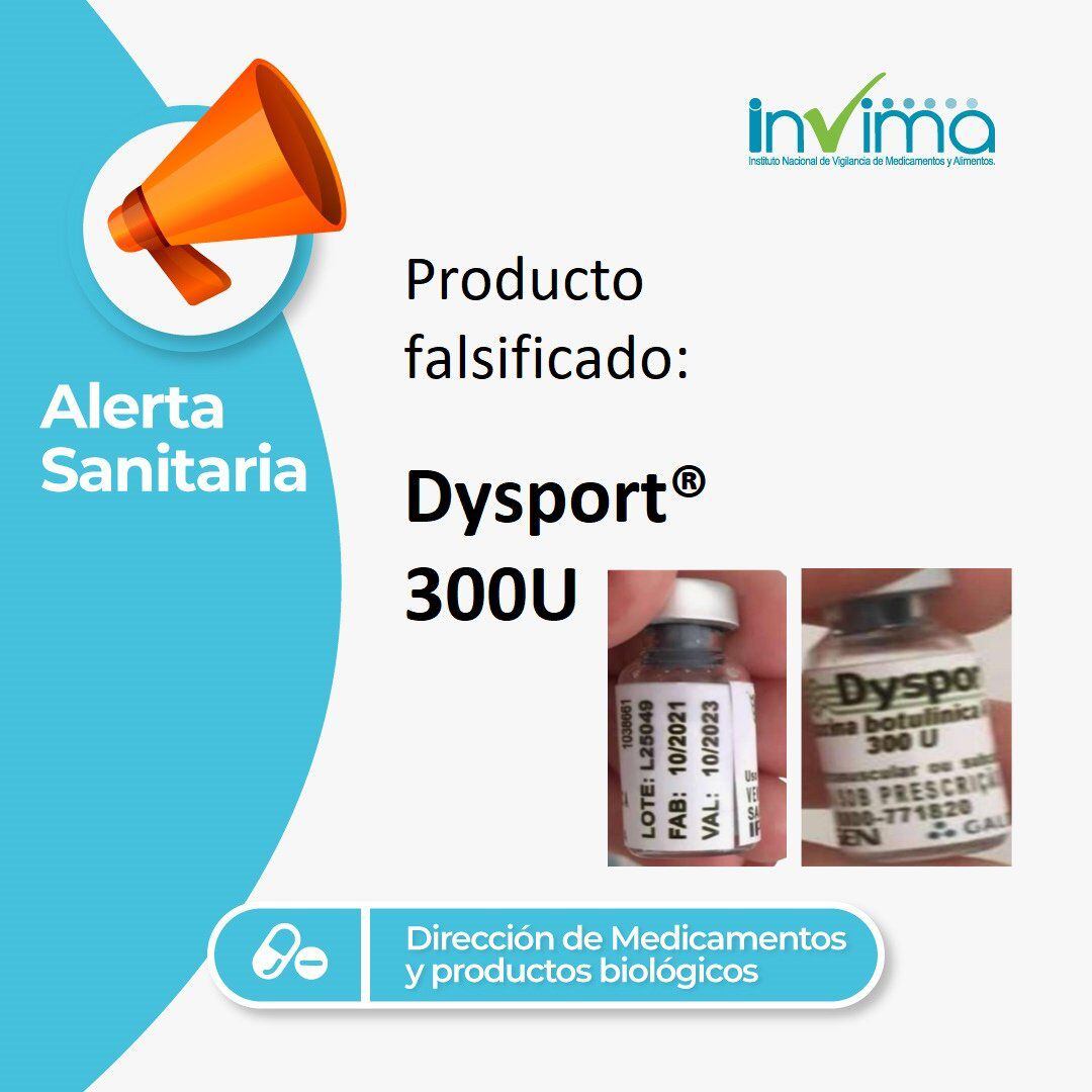Un lote del producto Dysport® 300U estaría siendo falsificado, de acuerdo con el Invima.