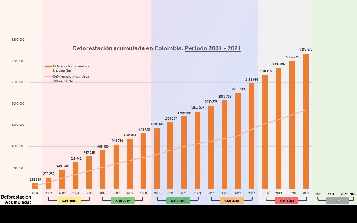 Cifras de deforestación en las últimas dos décadas.