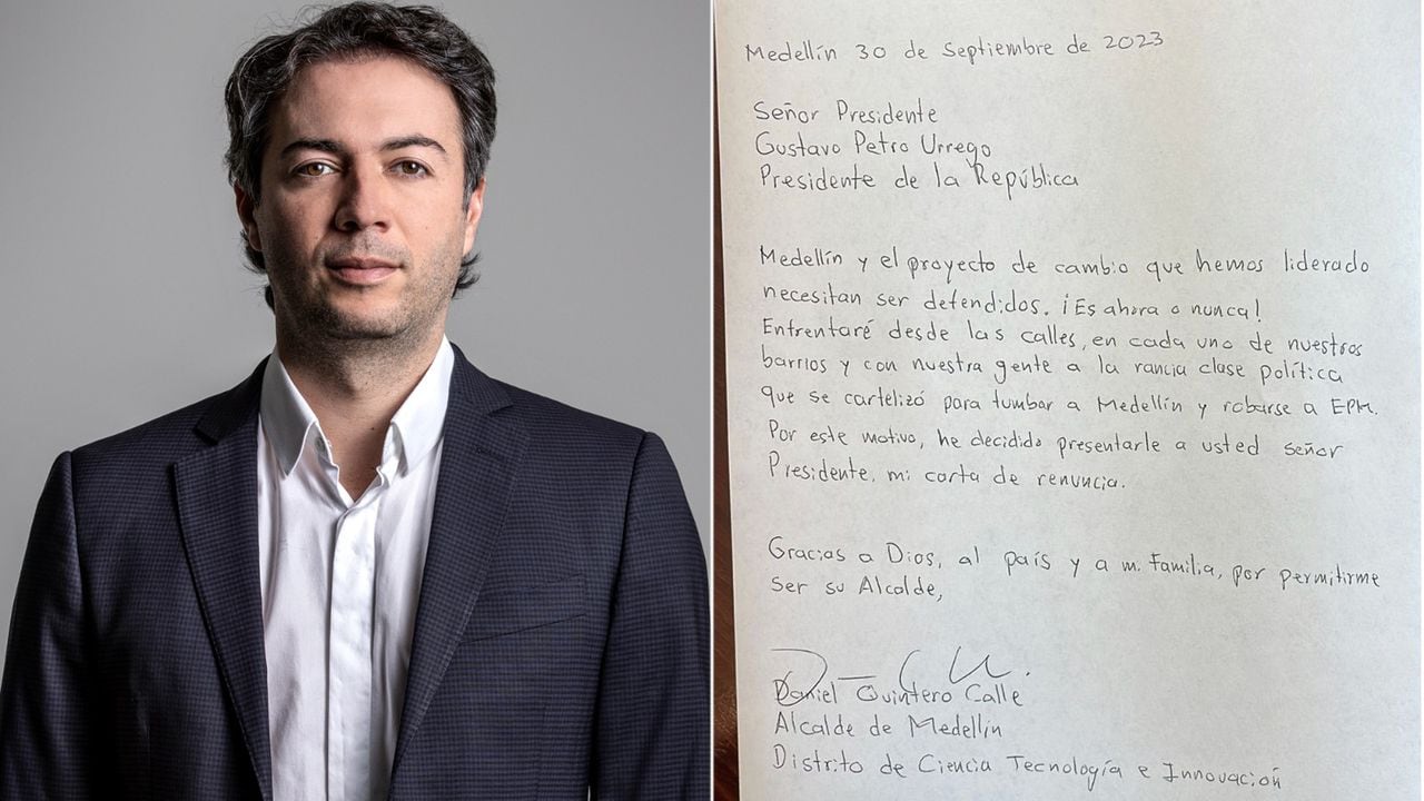 Carta de renuncia de Daniel Quintero.