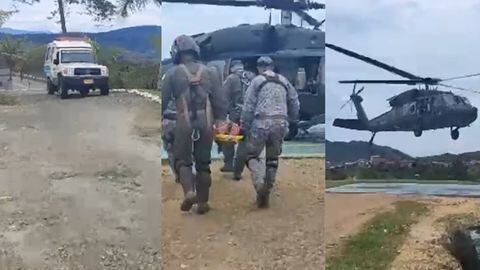 Evacuación de soldados heridos tras ataque terrorista en Anorí, Antioquia.