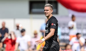 Bad Wimsbach, AUSTRIA - JULY 15: Rafael Borre of Eintracht Frankfurt looks on during the Pre-Season Friendly match between Eintracht Frankfurt and Torino FC at HF Stadium on July 15, 2022 in Bad Wimsbach, Austria. (Photo by Roland Krivec/DeFodi Images via Getty Images)
