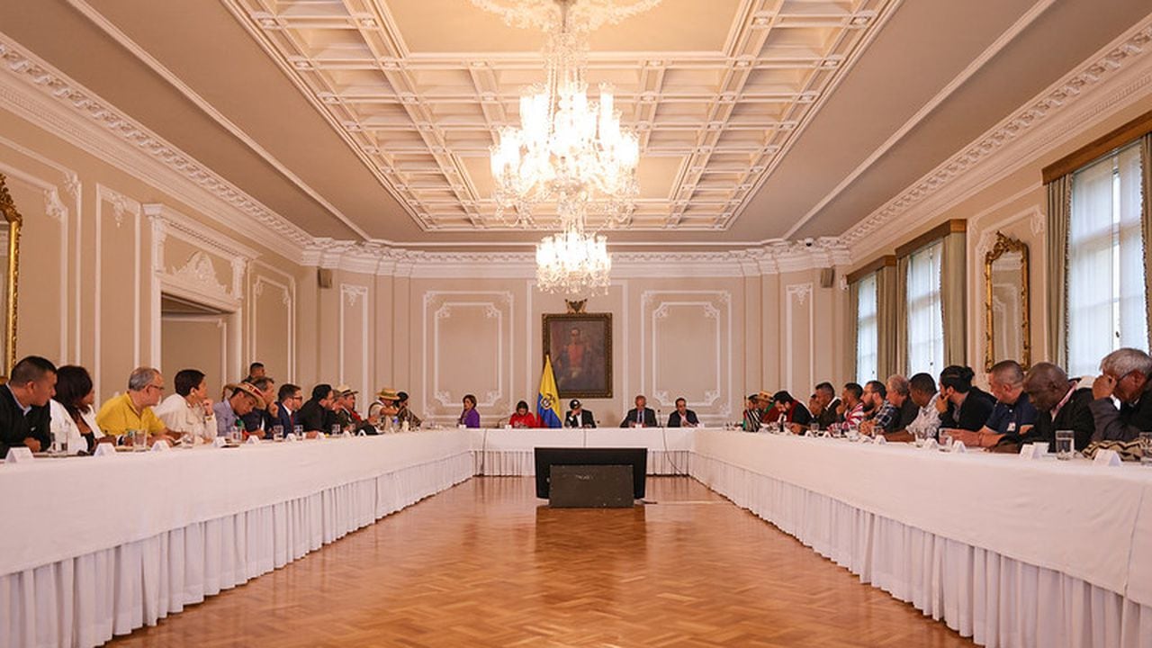 El presidente Gustavo Petro durante la reunión en la Casa de Nariño.