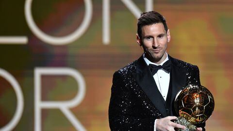 Messi cuando obtuvo su séptimo balón de oro en la gala de 2021
