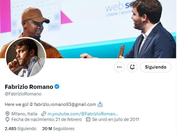 Fabrizio Romano cuenta con una masiva comunidad de seguidores en redes sociales.