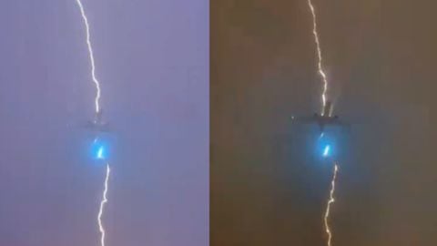 Avión alcanzado por un rayo