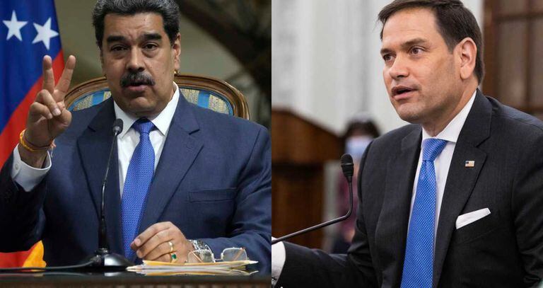 De izquierda a derecha: Nicolás Maduro y Marco Rubio.