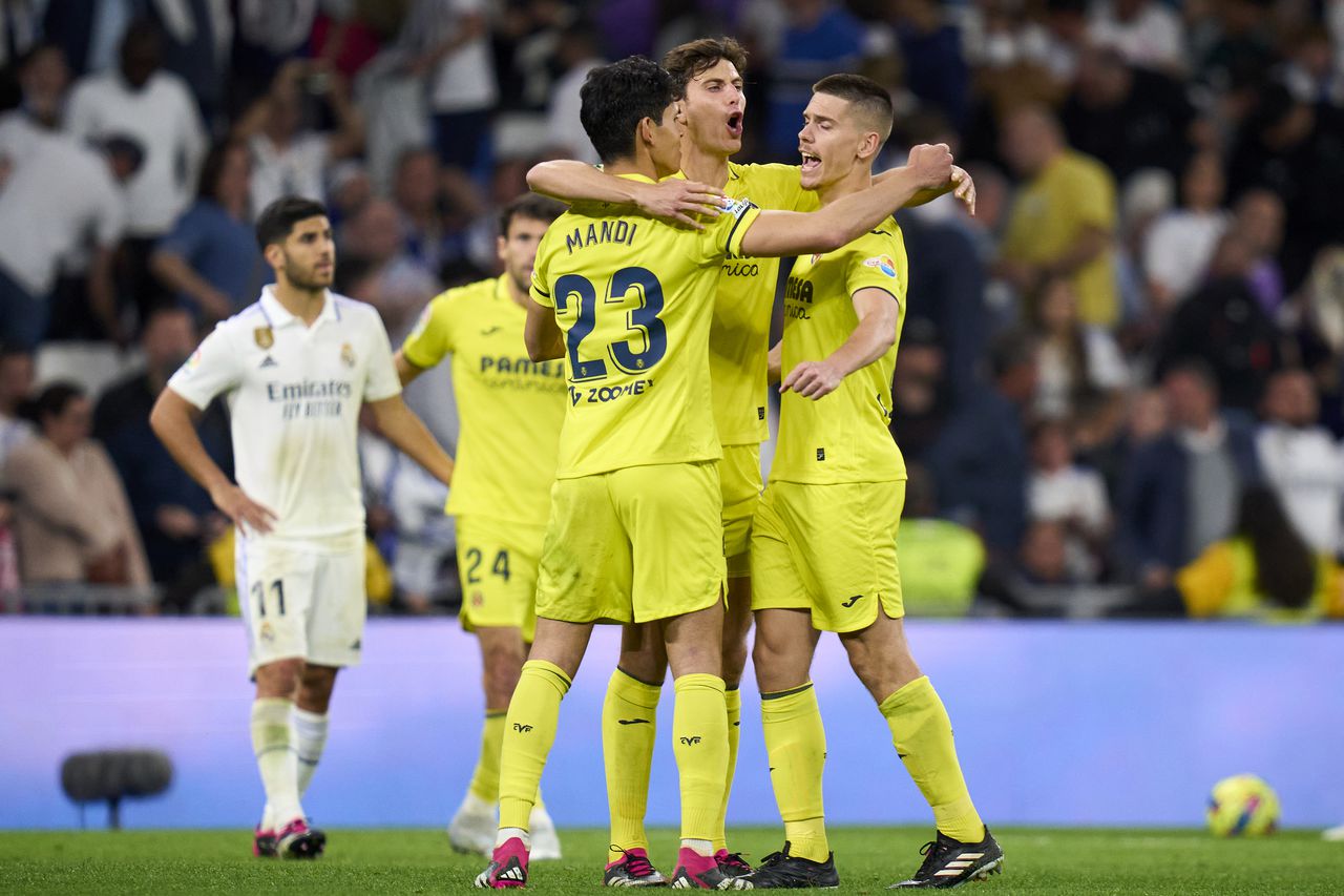 Jugadores del Villarreal celebrando la victoria ante Real Madrid.