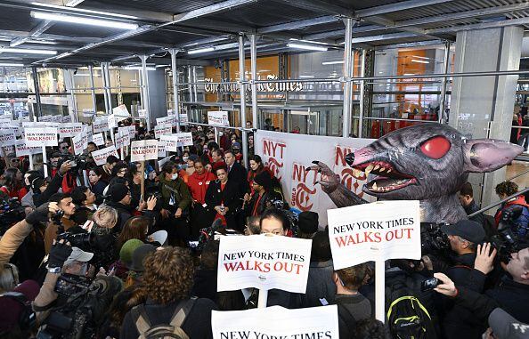 Huelga de trabajadores de 'The New York Times', el 8 de diciembre de 2022.