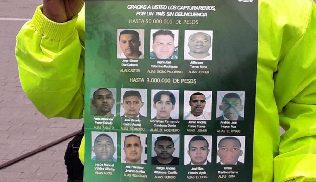 Cartel de los más buscados por la Policía de Barranquilla en el 2019, encabezando la lista aparece en segundo lugar Digno Palomino.