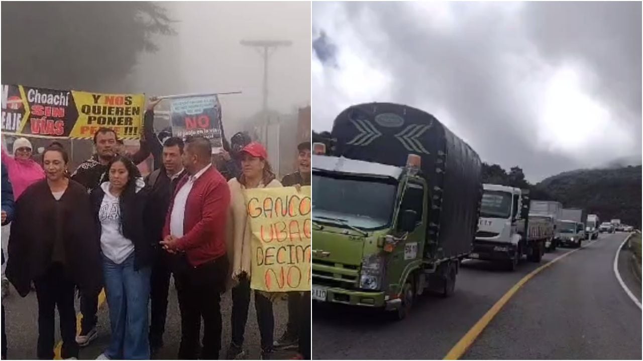 Manifestantes bloquean la vía Choachí-Bogotá en rechazo a la posible instalación de un nuevo peaje