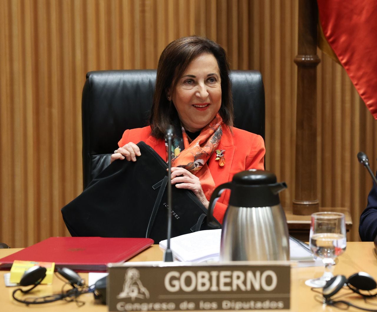 La Ministra de Defensa, Margarita Robles, durante la Comisión de Defensa del Congreso de los Diputados, el 25 de enero de 2024 en Madrid, España. Durante la comparecencia informó sobre las líneas generales de la política de su departamento.