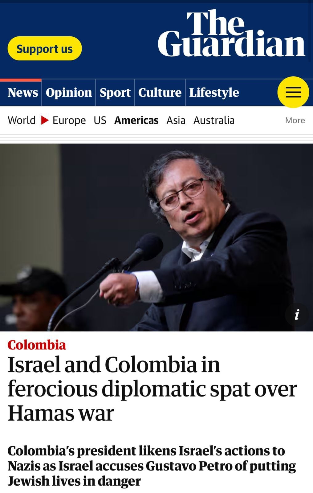El diario aseguró que La guerra entre Israel y Hamas ha provocado una feroz disputa diplomática entre Israel y Colombia