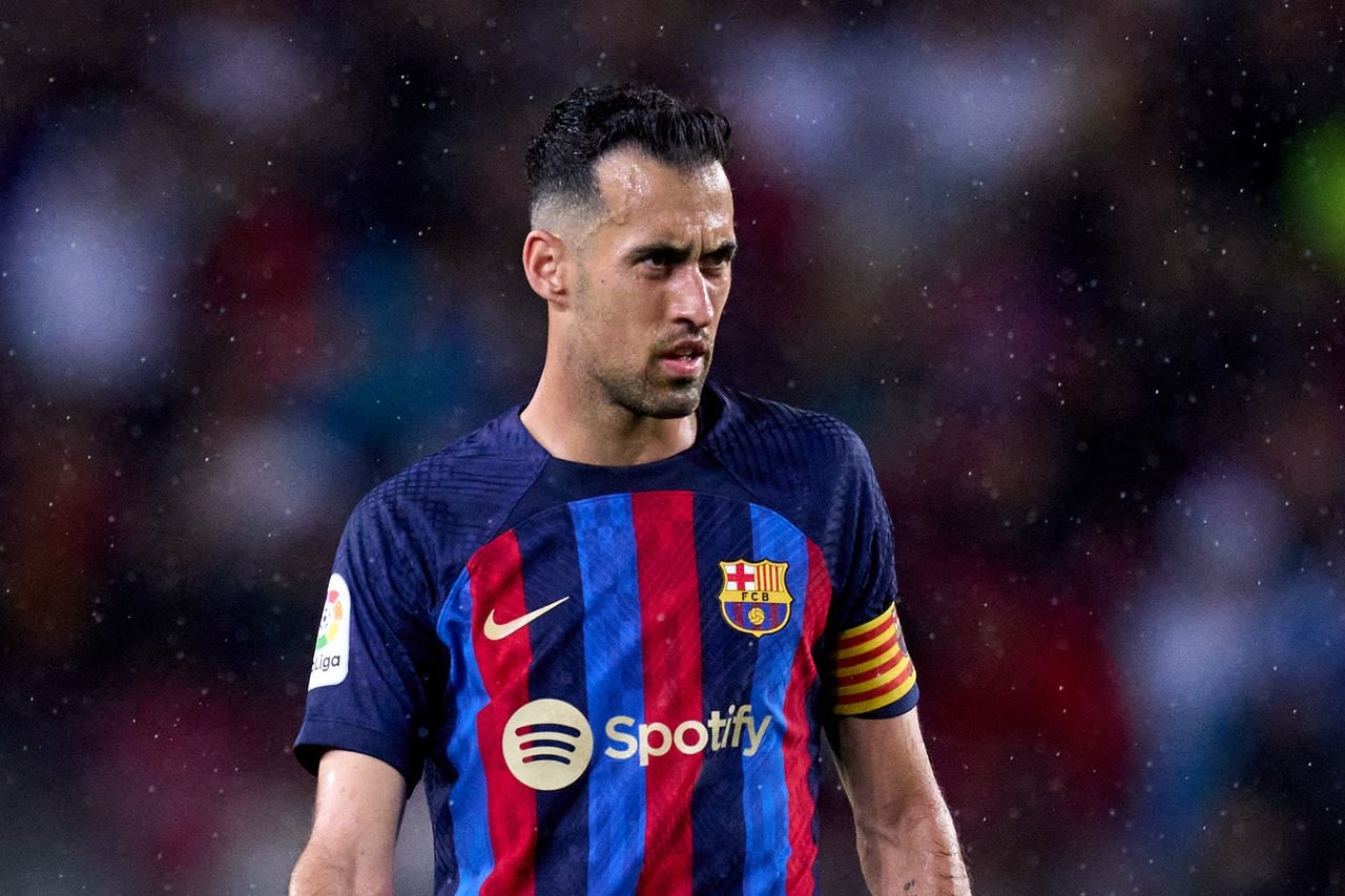 BARCELONA, SPAIN - APRIL 29: Sergio Busquets of FC Barcelona looks on during the LaLiga Santander match between FC Barcelona and Real Betis at Spotify Camp Nou on April 29, 2023 in Barcelona, Spain. (Photo by Alex Caparros/Getty Images)
