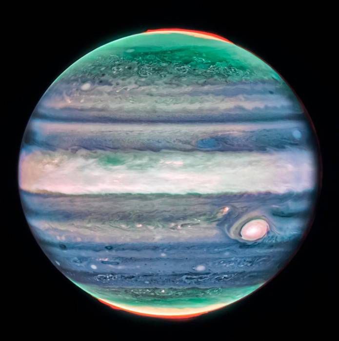 La foto muestra los detalles del planeta en luz infrarroja.