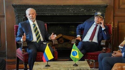 Luis Ignacio Lula Da Silva y Gustavo Petro presidentes de Colombia y Brasil durante la reunión bilateral de este miércoles. Foto Presidencia
