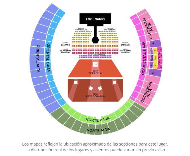 Mapa Atanasio Girardot concierto RBD.