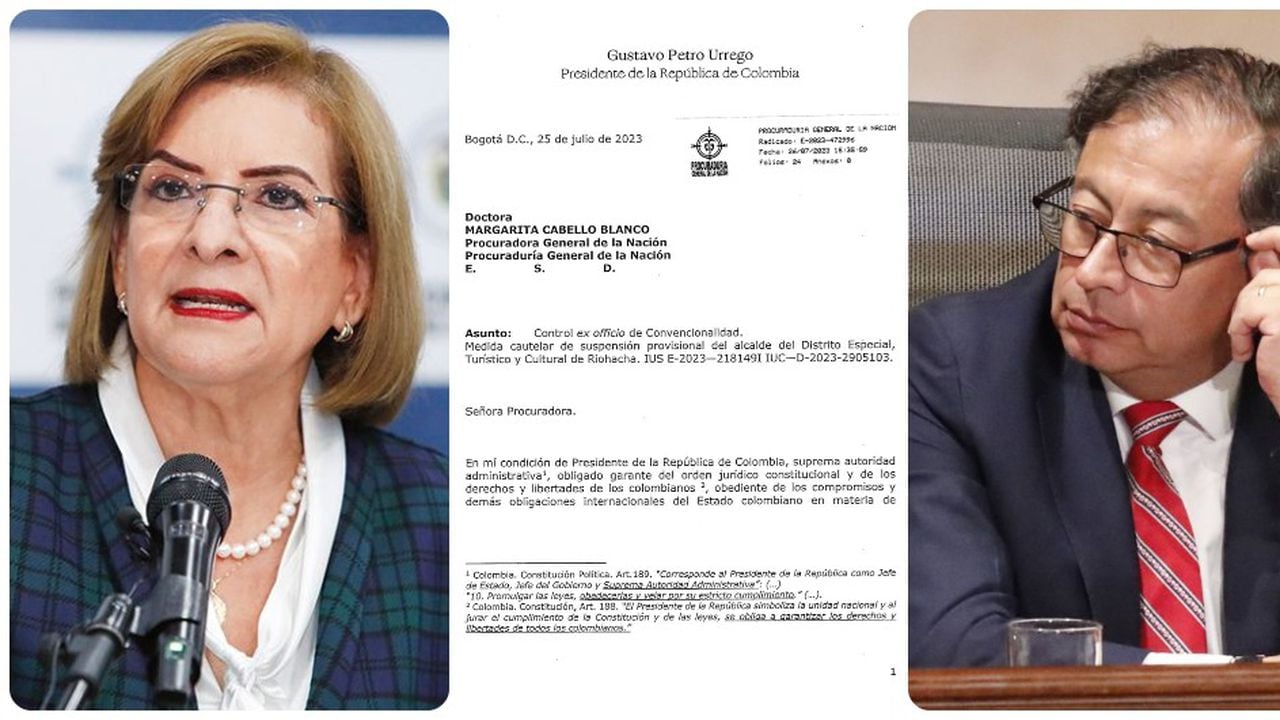 La carta que le envió el presidente Gustavo Petro a la procuradora Margarita Cabello.