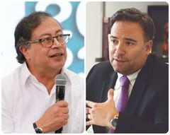 El presidente Gustavo Petro y el expresidente de Proexport ( hoy ProColombia), Luis Guillermo Plata.