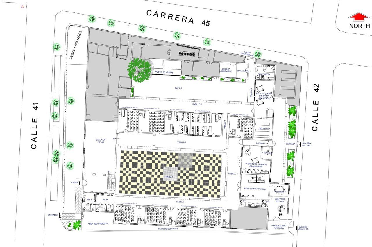 Una seccion de los planos de la nueva Universidad de Barranquilla, que abrirá sus puertas antes que finalice el año.