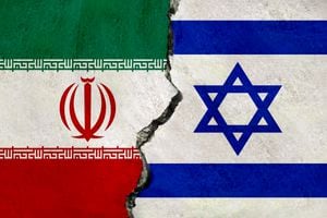 Banderas de Irán e Israel juntas. Conflicto entre Irán e Israel