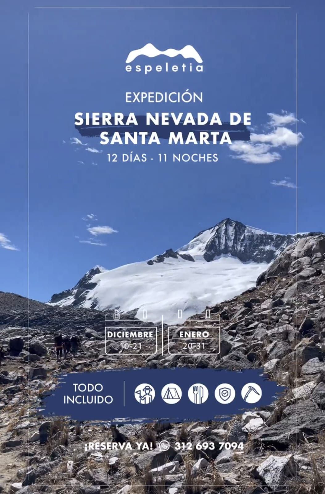 Esta era la expedición a la Sierra Nevada de Santa Marta ofrecida por Espeletia Adventures en la que se accidentó el cocinero contratado por la empresa turística.