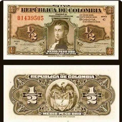 El billete de medio peso es el más buscado por los coleccionistas. Su valor sobrepasa el millón de pesos.
Foto: Tomada de la red social X